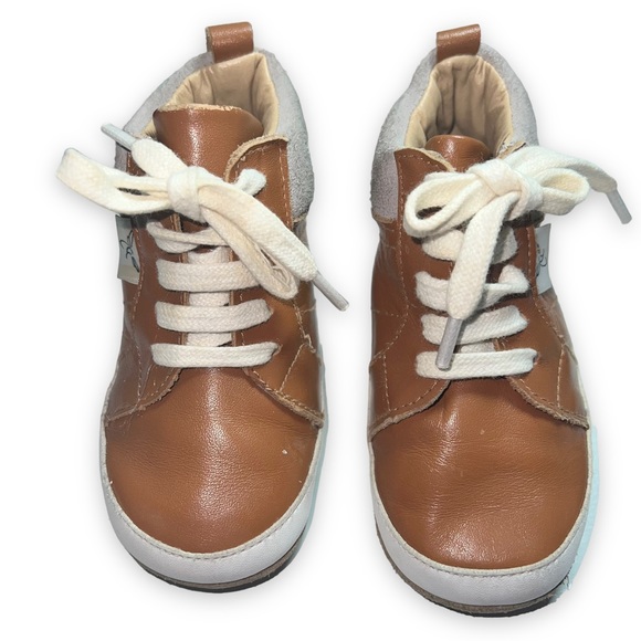 Little Love Bug Brown Leather Lace Up Baby Shoes Size 6 Handmade Baby Shoes - Picture 6 of 7